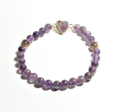 SB6-009-6mm STONE ROUND BEAD BRACELET IN PURPLE HEART DESIGN -7 1/2"