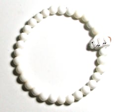 SB6-017-6mm STONE ROUND BEAD BRACELET IN RABBIT DESIGN -7 1/2"