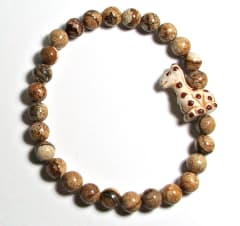 SB6-022-6mm STONE ROUND BEAD BRACELET IN GIRAFFR  DESIGN -7 1/2"