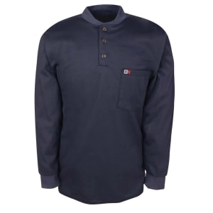 Big Bill Flame Resistant HRC2 Long Sleeve Buttoned Henley Work T-Shirt DW18KI6