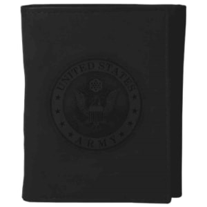 US Army Crest Embossed Trifold Black Wallet TW-27