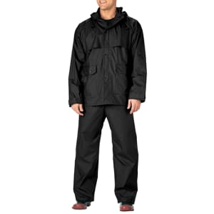 Rothco Black 2-pc Pvc Coated Nylon Rainsuit - 3765