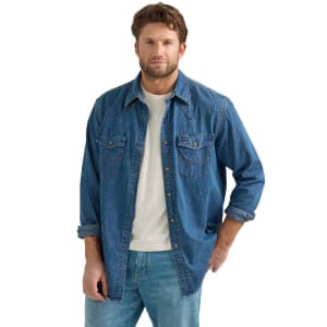 Wrangler Mid Wash Denim Long Sleeve Shirt 2361701