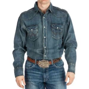 Wrangler jeans Indigo Slub Denim  Western Shirt - MS1039W