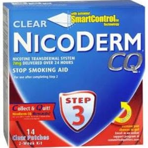 Glaxo Consumer Products Nicoderm CQÂ® Nicotine Transdermal System Clear Patches Step 3 7 mg