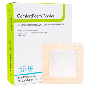 Sion Brands LLC ComfortFoamâ„¢ Border Silicone Foam Dressing, 4 x 4 Inch