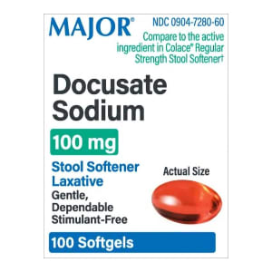 Major Pharmaceuticals MajorÂ® 100 mg Docusate Sodium Stool Softener Laxative Softgels