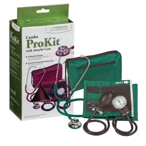 Veridian Healthcare LLC Combo ProKitâ„¢ Aneroid Sphygmomanometer Unit with Stethoscope, Green