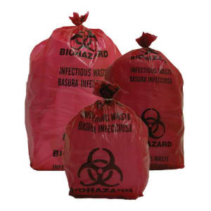 Unimed - Midwest Biohazard Waste Bag Biohazard Symbol / Infectious Waste 3 gal. Red 14-1/4 X 18-3/4 Inch
