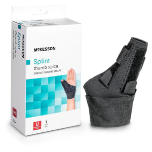 Breg Wrist Brace with Thumb Spica BregÂ® Classic Aluminum / Foam / Nylon / Polyester Left Hand Black Large