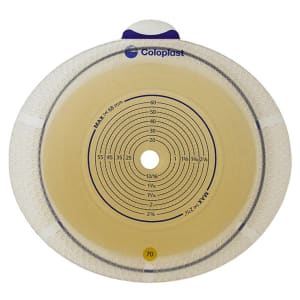 Coloplast SenSuraÂ® Flex Xpro Flat Ostomy Barrier, Trim to Fit 10 â€“ 68 mm, Yellow