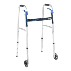 Drive DeVilbiss Healthcare driveâ„¢ Aluminum Dual Release Folding Walker, 32 â€“ 39 Inch Height