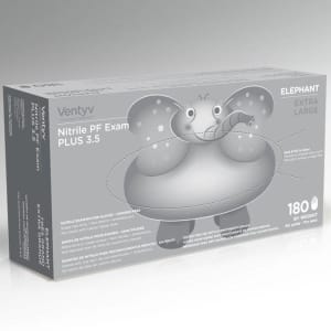Exam Glove VentyvÂ® Plus 3.5 ELEPHANT X-Large 180 per Box NonSterile Nitrile Standard Cuff Length Textured Fingertips Violet Chemo Tested