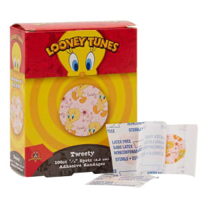 Dukal Looney Tunesâ„¢ Stat StripÂ® Adhesive Spot Bandage, 7/8-Inch Round