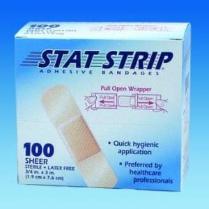 Dukal AmericanÂ® White Cross Stat StripÂ® Sheer Adhesive Strip, 1 x 3 Inch