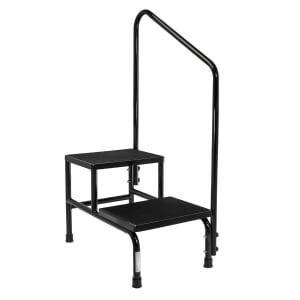 McKesson Brand Step Stool with Handrail McKesson Bariatric 2 Steps Powder Coated Steel Frame 9 / 16 Inch Step Height