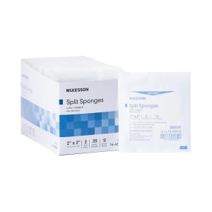 McKesson Brand McKesson IV/Drain Split Dressing, 2 x 2 Inch, Six Ply
