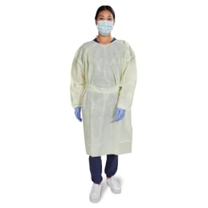 McKesson AAMI Level 2 Isolation Gown, Tape Tab Neck Style, One Size Fits Most