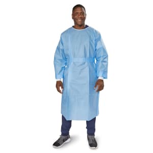 McKesson Brand McKesson Nonrated Isolation Gowns, Blue, One Size Fits Most