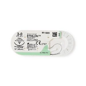 J & J Healthcare Systems Ethilonâ„¢ Nonabsorbable Suture with Needle, 1 mm Needle Length
