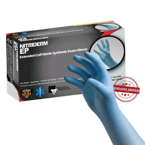 Innovative Healthcare Corp NitriDermÂ® EP Nitrile Extended Cuff Length Exam Glove, 2X-Large, Blue