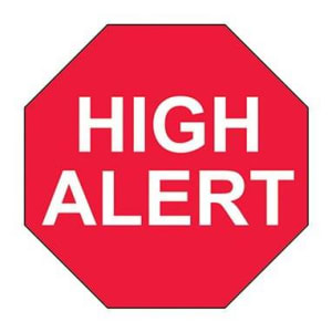 Health Care Logistics Pre-Printed Label Indeed Caution Label Red Paper HighAlert White Alert Label 3/4 Inch Diameter