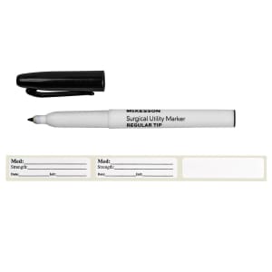 McKesson Brand Medical Utility Marker with Labels McKesson Permanent Black Ink Sterile Full Size Regular Tip