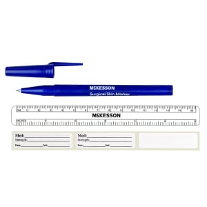 McKesson Brand Skin Marker with Ruler and Labels McKesson Gentian Violet Ink Sterile Full Size Fine Tip