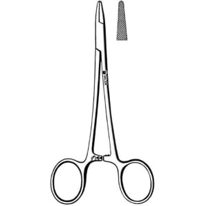 Sklar Needle Holder Baumgartner 5 Inch Length Straight Serrated Tip Finger Ring Handle