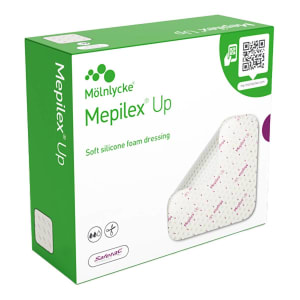 Molnlycke Foam Dressing MepilexÂ® Up 4 X 8 Inch Without Border Without Film Backing Silicone Adhesive Rectangle Sterile