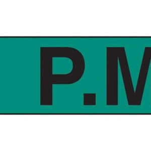 Health Care Logistics Pre-Printed Label BarkleyÂ® Auxiliary Label Green Paper P.M Black Safety and Instructional 3/8 X 1-5/8 Inch