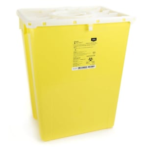McKesson PreventÂ® Chemotherapy Sharps Container, 12 Gal., 20.8 x 17.3 x 13 Inch