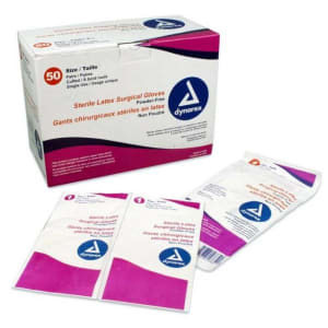 Dynarex Surgical Glove Dynarex Size 7.5 50 Pairs per Box Sterile Latex Standard Cuff Length Fully Textured Ivory Not Chemo Approved