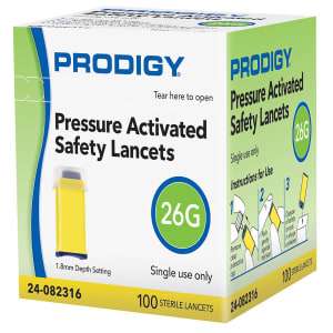 Prodigy Diabetes Care Safety Lancet Prodigy 26 Gauge Retractable Pressure Activated Finger