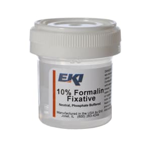 EK Industries Inc Prefilled Formalin Container 10 mL Fill in 20 mL (0.67 oz.) Screw Cap Warning Label / Patient Information NonSterile