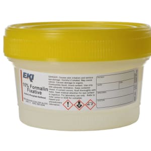 EK Industries Inc Prefilled Formalin Container Quickfixâ„¢ 125 mL Fill in 250 mL (8.5 oz.) Screw Cap Warning Label / Storage Instructions NonSterile