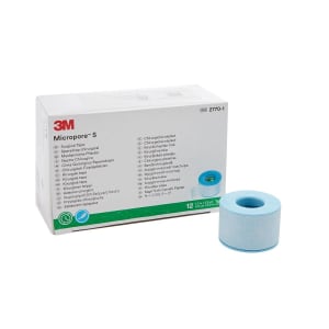 Solventum Corporation 3Mâ„¢ Microporeâ„¢ S Silicone Medical Tape, 1 Inch x 5-1/2 Yard, Blue