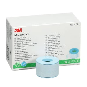 Solventum Corporation 3Mâ„¢ Microporeâ„¢ S Silicone Medical Tape, 1 Inch x 1-1/2 Yard, Blue