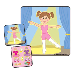 Medibadge Sticker Make-A-Stickerâ„¢ 90 per Unit Ballerina Make - A - Sticker , Assorted 2-1/2 X 2-1/2 Inch