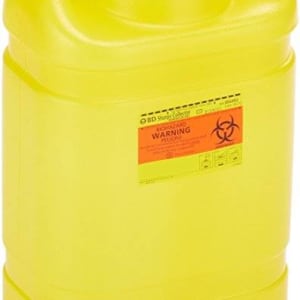 BD Chemotherapy Waste Container BDâ„¢ Yellow Base 18 H X 10-1/2 W X 7-1/2 D Inch Vertical Entry 5 Gallon