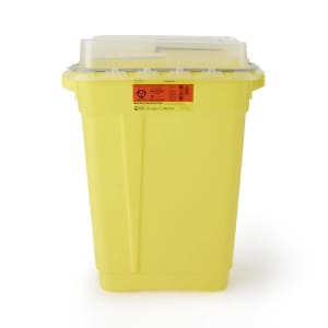 BD Chemotherapy Waste Container BDâ„¢ Yellow Base 26-1/4 H X 20 W X 14-3/4 D Inch Vertical Entry 19 Gallon