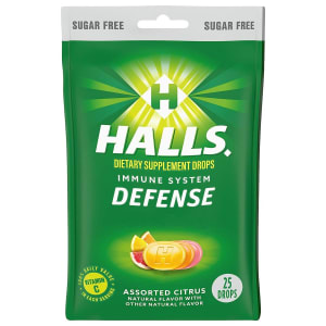 Dot Foods - Mondelez Halls Defense Dietary Supplement Drops Sugar Free Assorted Citrus