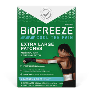 Boxout LLC BiofreezeÂ® Menthol Pain Relieving, 2 25x14 cm Patches, 2 20x10 cm Patches