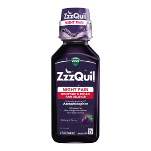 Procter & Gamble ZzzQuil Night Pain Nighttime Sleep-Aid Pain Reliever Liquid, Midnight Berry