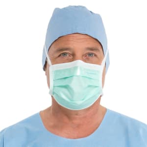 O&M Halyard Inc Halyard Surgical Mask, Anti-Fog Adhesive Film, Tie Closure, One Size Fits Most