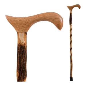Mabis Healthcare Brazosâ„¢ Twisted Hickory Derby Rustic Walking Cane, 34-Inch Height