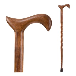 Mabis Healthcare Brazosâ„¢ Twisted Walnut Derby Handcrafted Walking Cane, 34-Inch Height