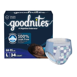 Kimberly Clark GoodnitesÂ® Heavy Absorbency Nighttime Underwear, Large for Boys 68 â€“ 95 lbs.
