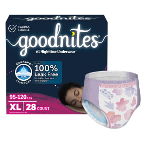 Kimberly Clark GoodNitesÂ® Bedwetting Underwear, Extra Large for Girls weighing 95 â€“ 140 lbs.