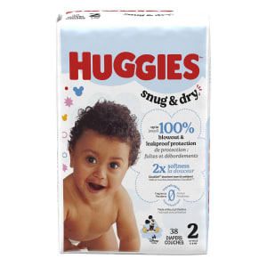 Kimberly Clark Unisex Baby Diaper HuggiesÂ® Snug & Dry Size 2 Disposable Heavy Absorbency